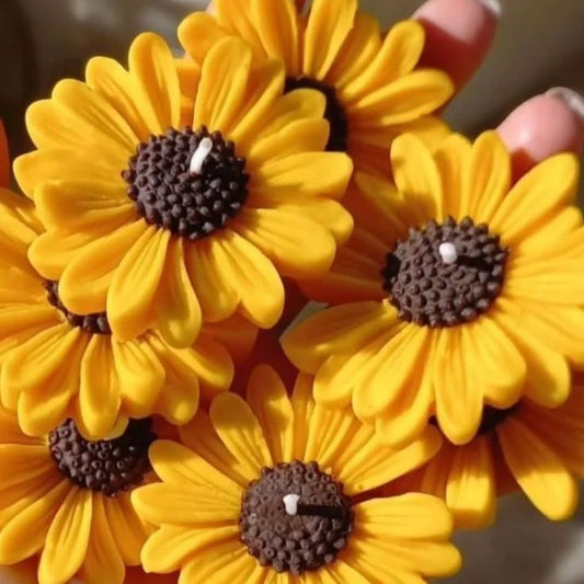 Decorative Sunflower Candle | Table Decor | Soy Wax | Burning Time 5-6 hrs | Pack of 6