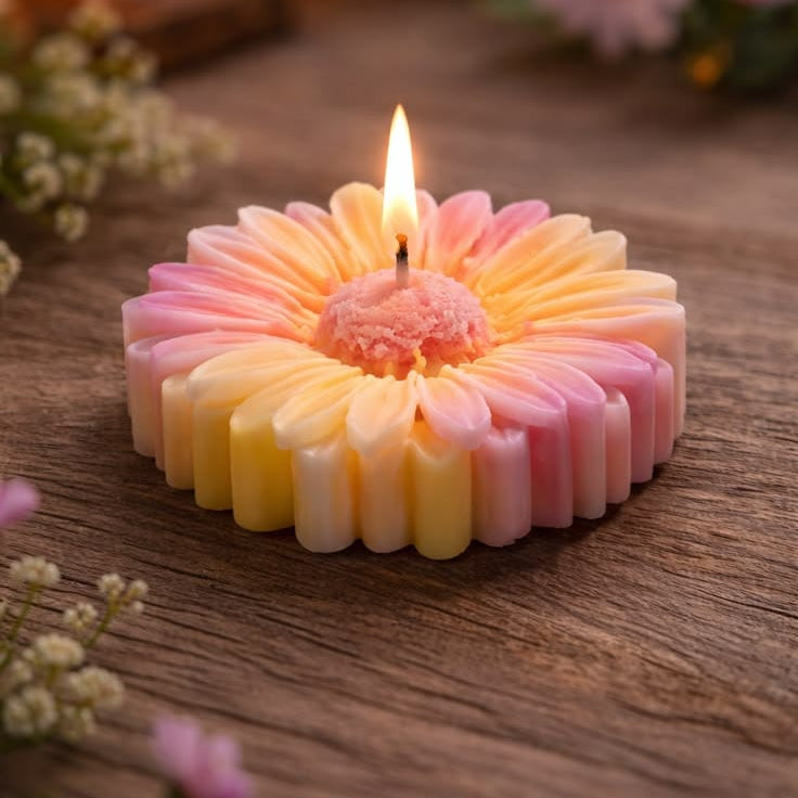 Decorative Sunflower Candle | Table Decor | Soy Wax | Burning Time 5-6 hrs | Pack of 6