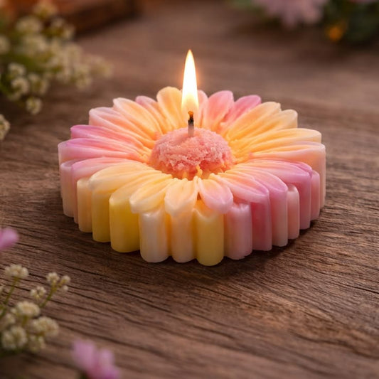 Decorative Sunflower Candle | Table Decor | Soy Wax | Burning Time 5-6 hrs | Pack of 6