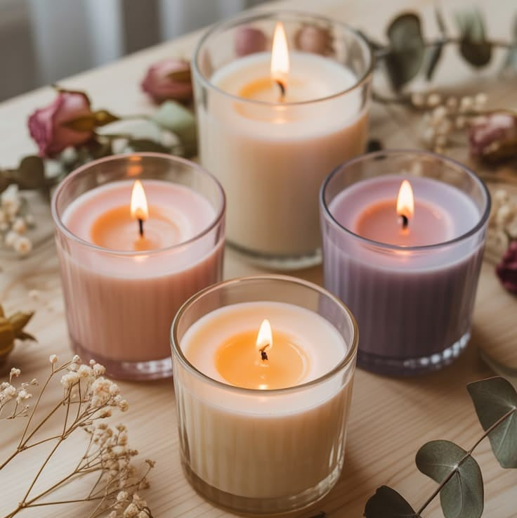 Jar Candles | Table Decor | Soy Wax | Burning Time 5-6 hrs | (Pack of 4)