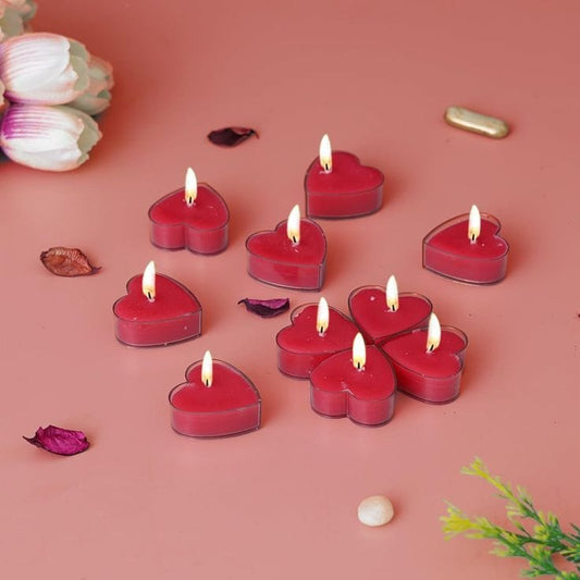 Heart Shaped Tea Light Candles for Decoration Smokeless Tealight Candles for Valentine Day,  (12 Pcs)
